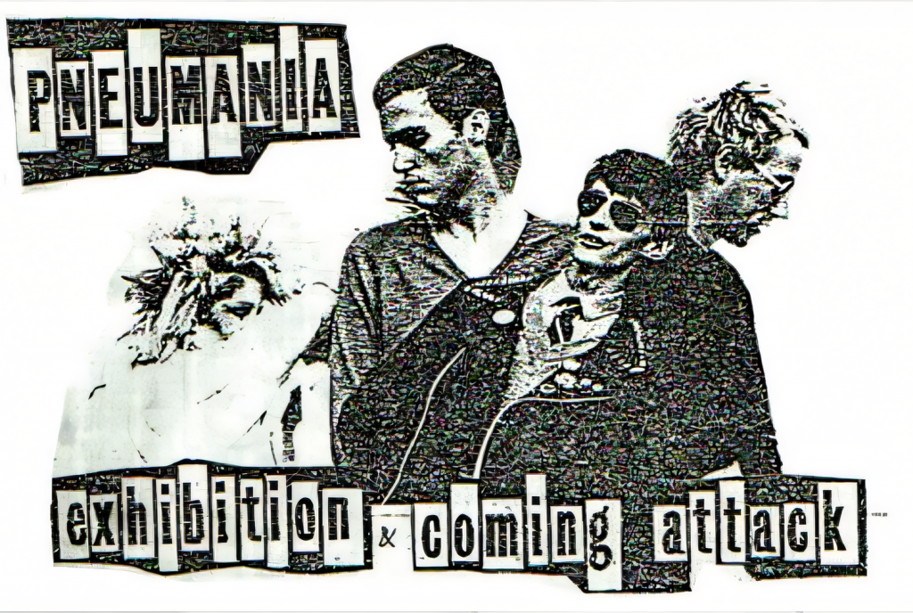 Pneumania 1979 L-R Gaynor Griffiths, Nigel Dark, Steve the Voice and Steve Spon
