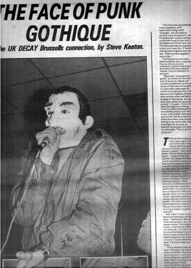 The Face of Punk Gothique. Steve Keaton Sounds Article 1981. Was this the first use of the word 'Goth'